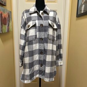 SO Gray Plaid Utility Jacket “shacket”
